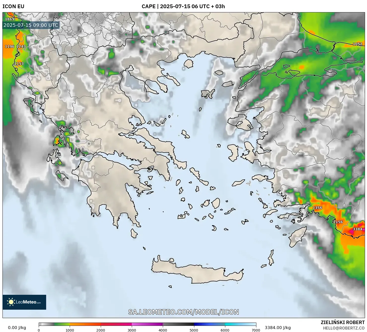 ICON model - Greece, CAPE ICON model - Greece, CAPE