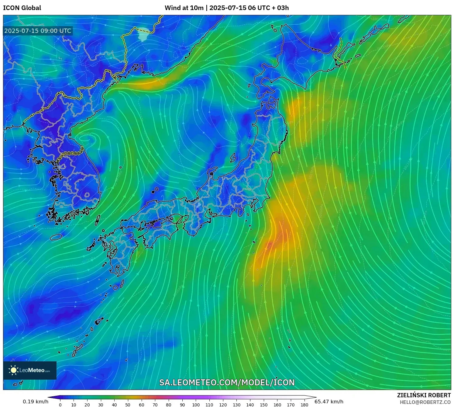 ICON model - Japan, Wind at 10m ICON model - Japan, Wind at 10m