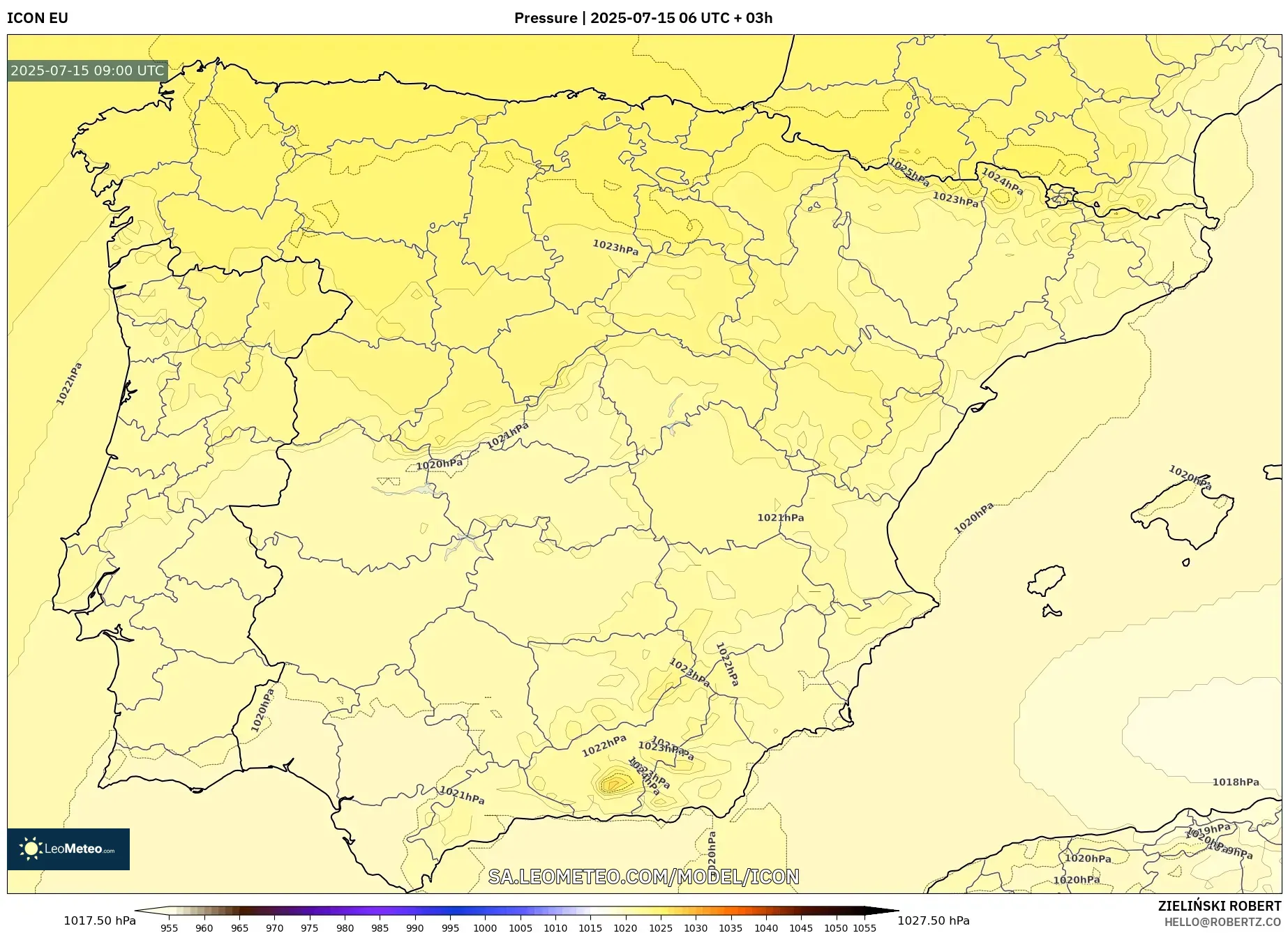 ICON model - Spain, Pressure ICON model - Spain, Pressure