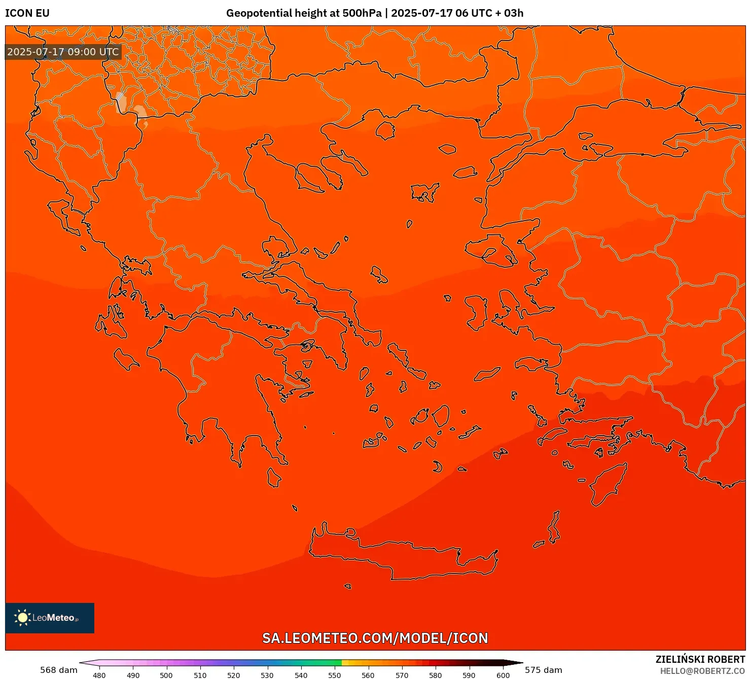 ICON model - Greece, Geopotential height at 500hPa ICON model - Greece, Geopotential height at 500hPa