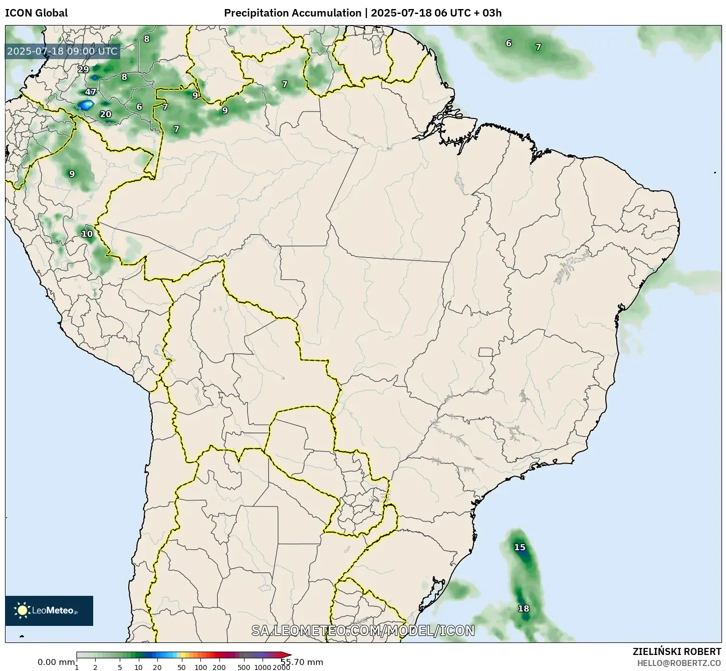 ICON model - Brazil, Precipitation Accumulation