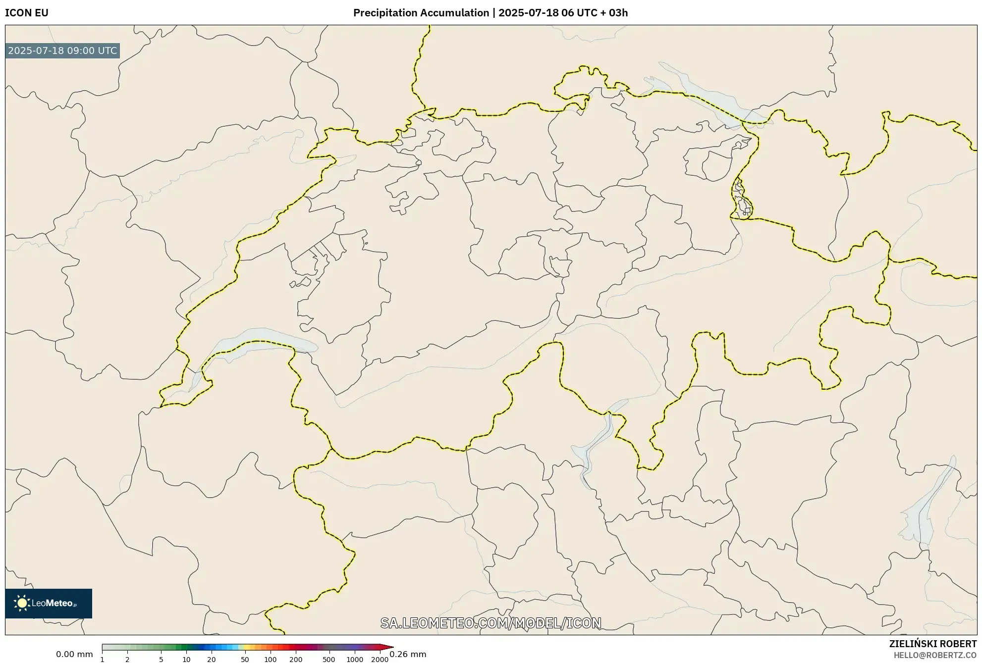 ICON model - Switzerland, Precipitation Accumulation