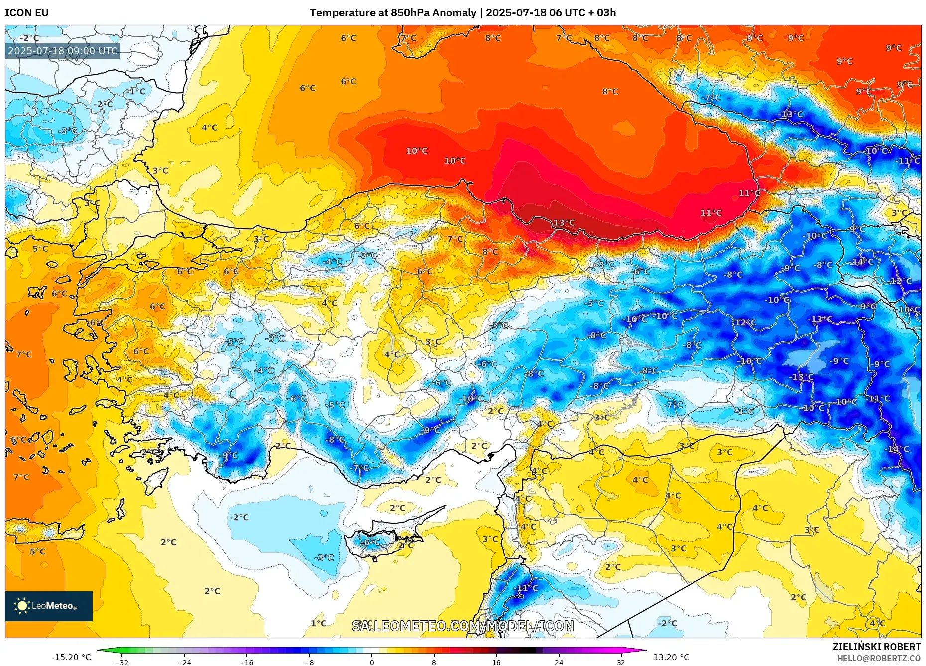 ICON model - Turki, Anomali Suhu 850 hPa