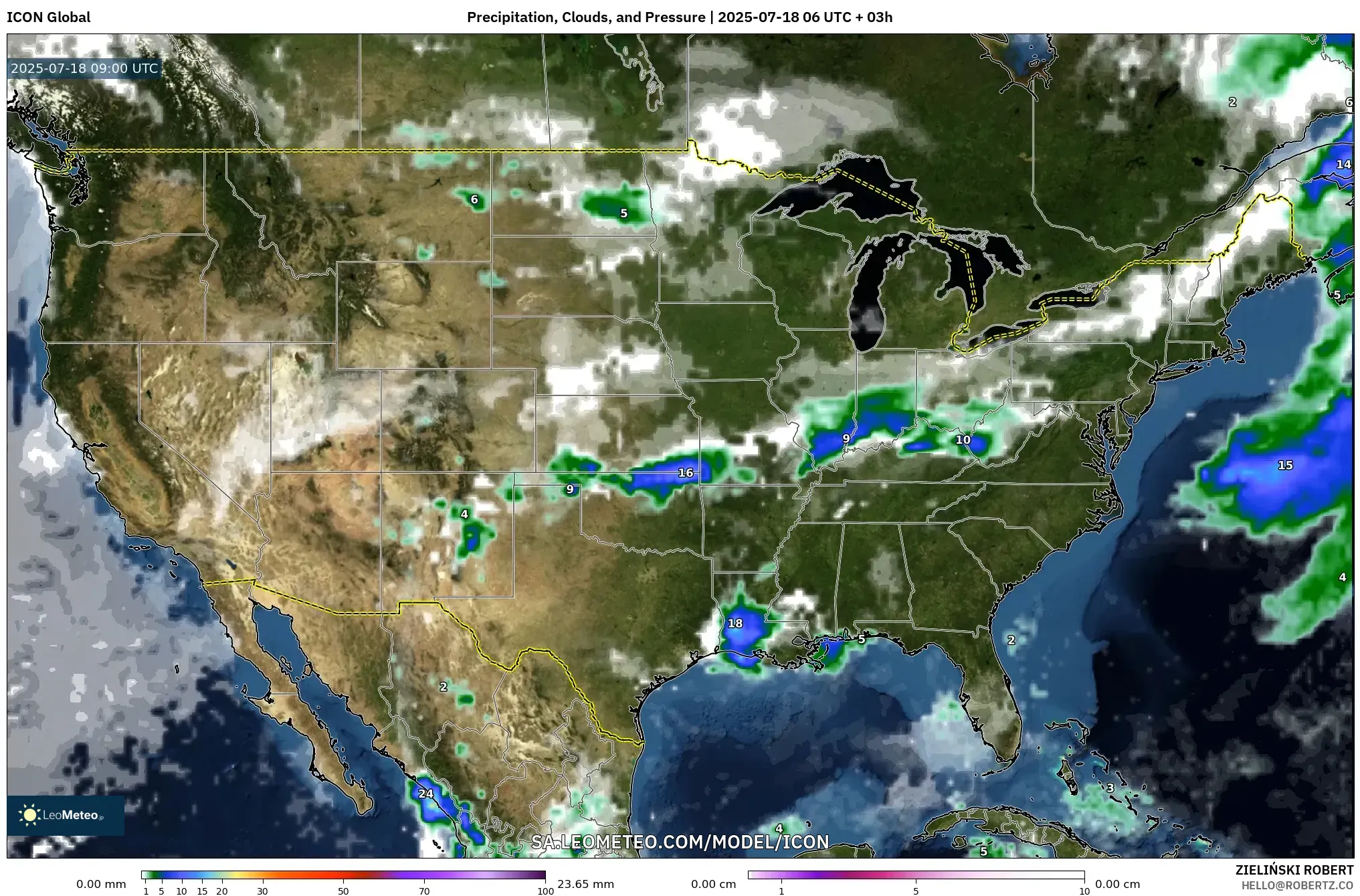 ICON model - United States, Precipitation, Clouds, and Pressure ICON model - United States, Precipitation, Clouds, and Pressure