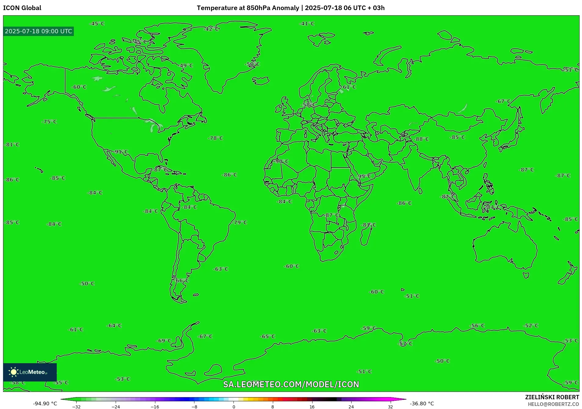 ICON model - Dunia, Anomali Suhu 850 hPa