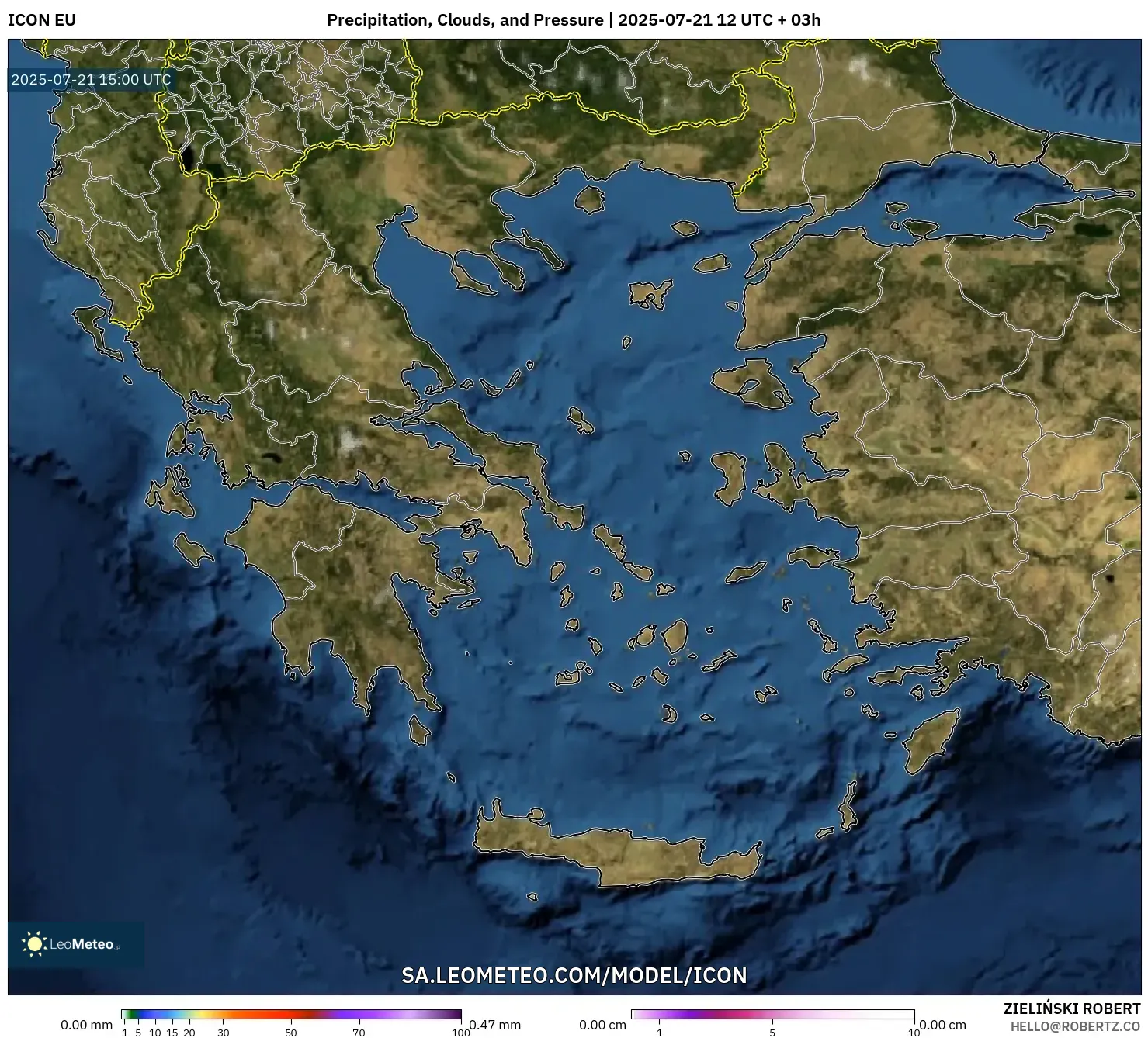 ICON model - Greece, Precipitation, Clouds, and Pressure ICON model - Greece, Precipitation, Clouds, and Pressure
