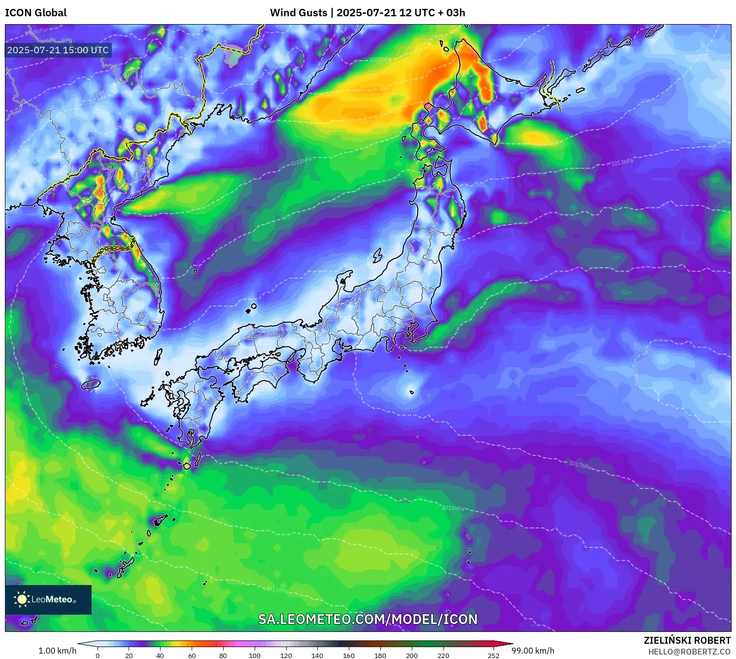 ICON model - Japan, Wind Gusts ICON model - Japan, Wind Gusts