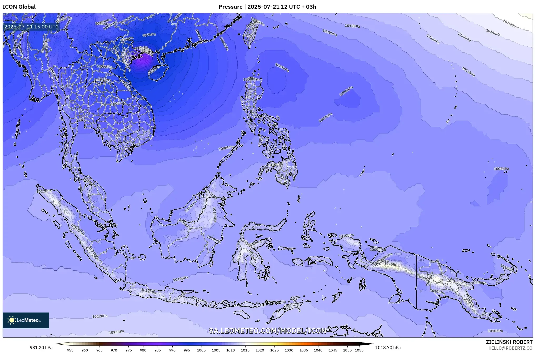 ICON model - South East Asia, Pressure