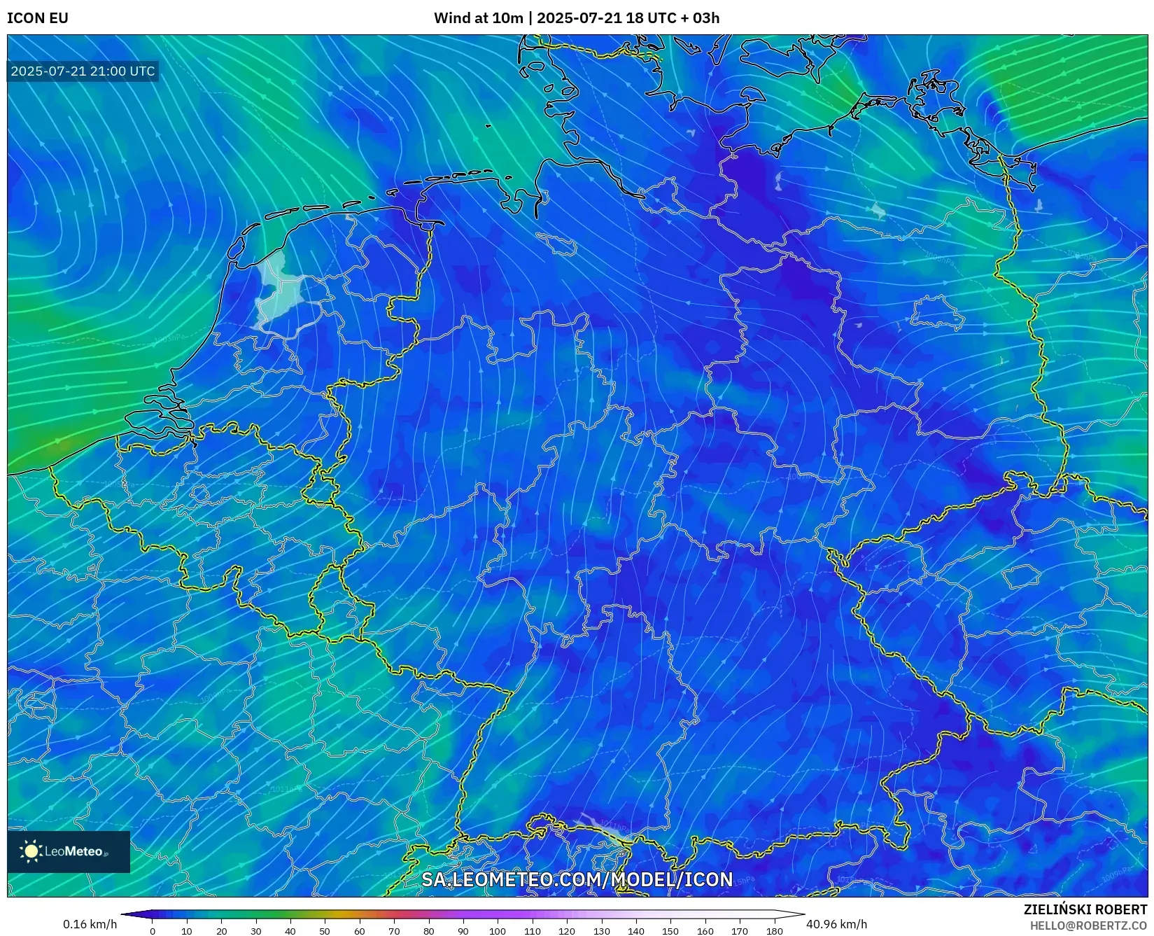 ICON model - Germany, Wind at 10m ICON model - Germany, Wind at 10m