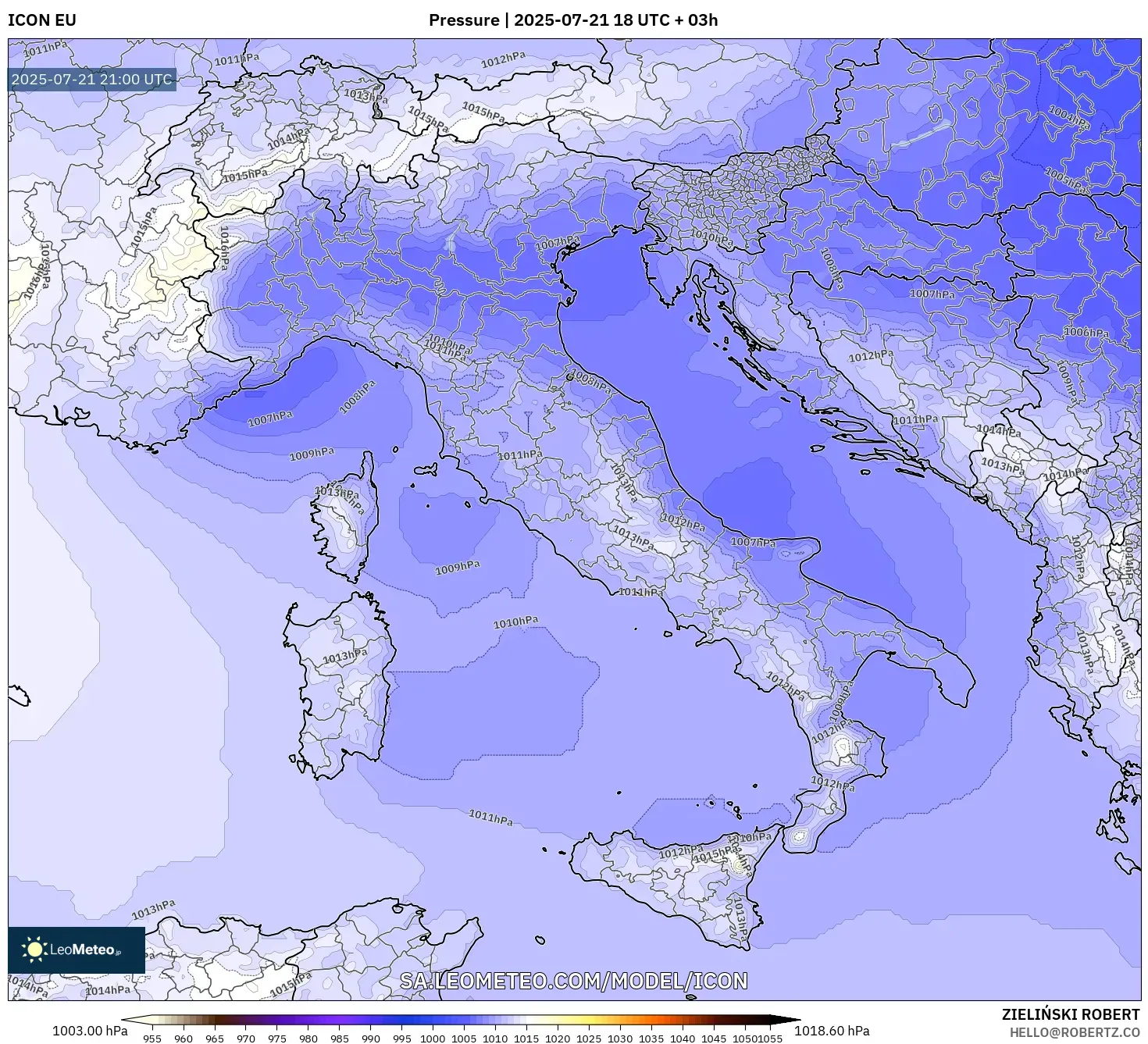 ICON model - Italy, Pressure ICON model - Italy, Pressure