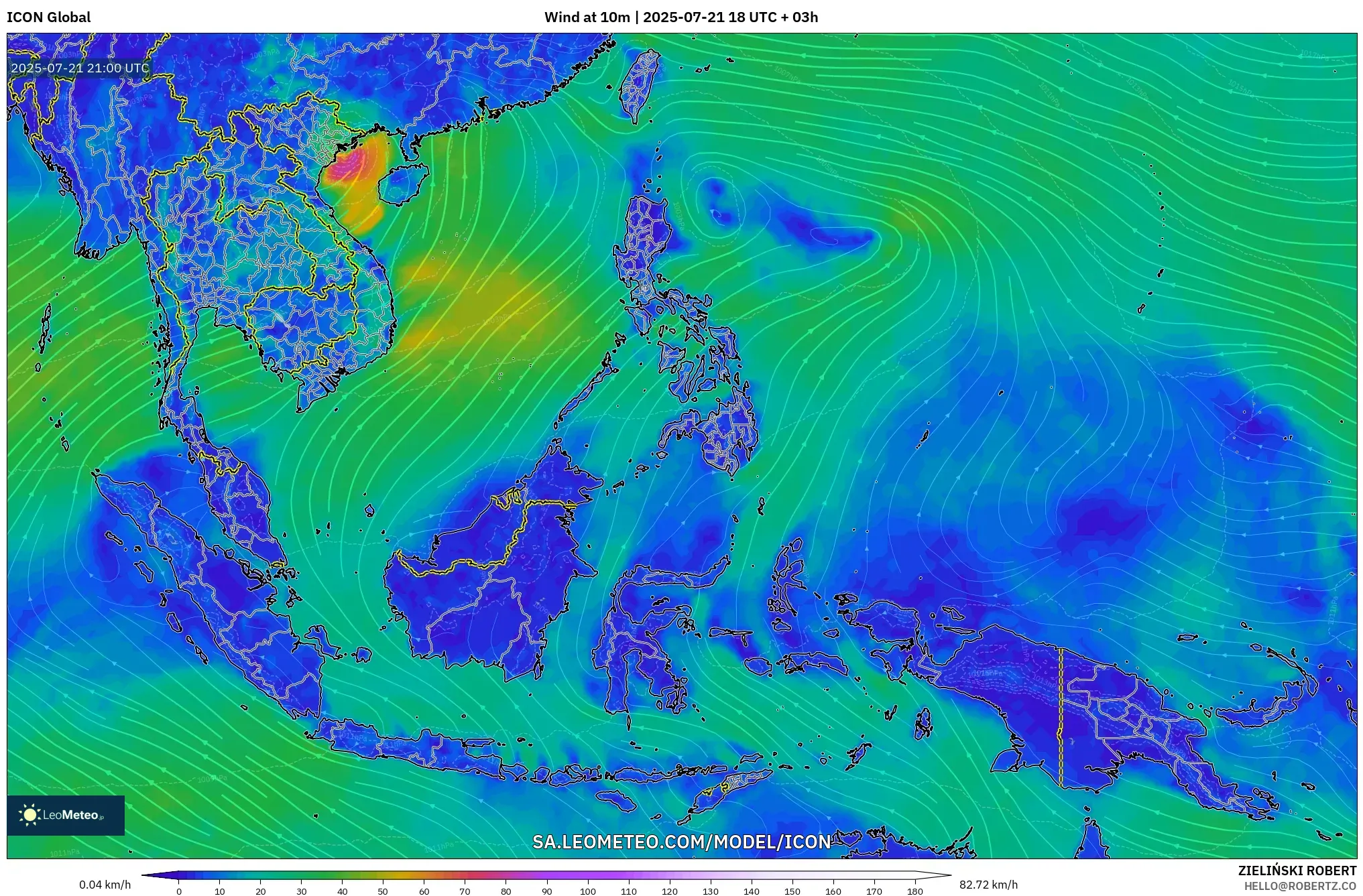ICON model - South East Asia, Wind at 10m ICON model - South East Asia, Wind at 10m