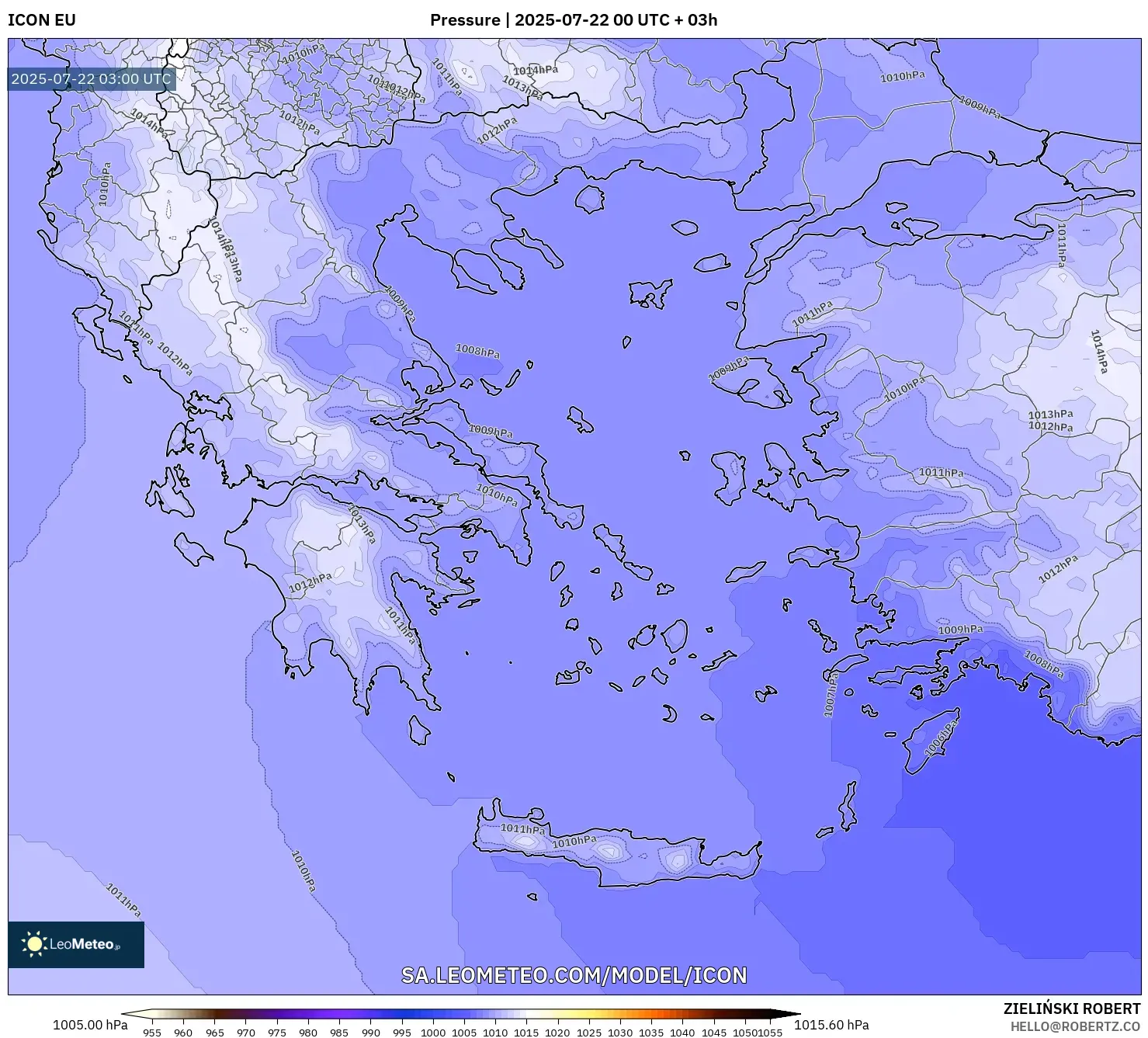 ICON model - Greece, Pressure ICON model - Greece, Pressure
