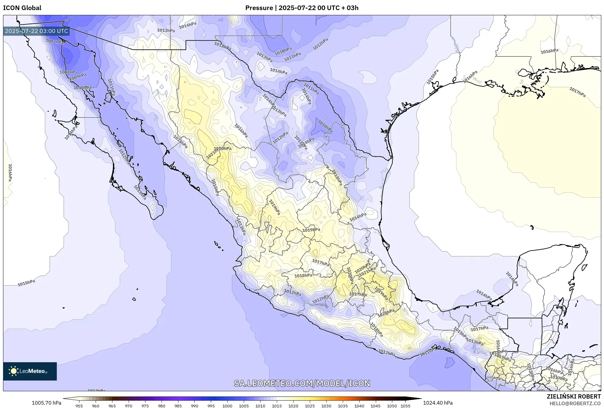 ICON model - Mexico, Pressure ICON model - Mexico, Pressure