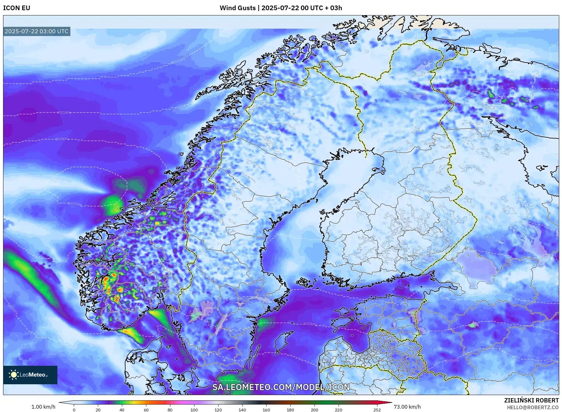 ICON model - Scandinavia, Wind Gusts ICON model - Scandinavia, Wind Gusts