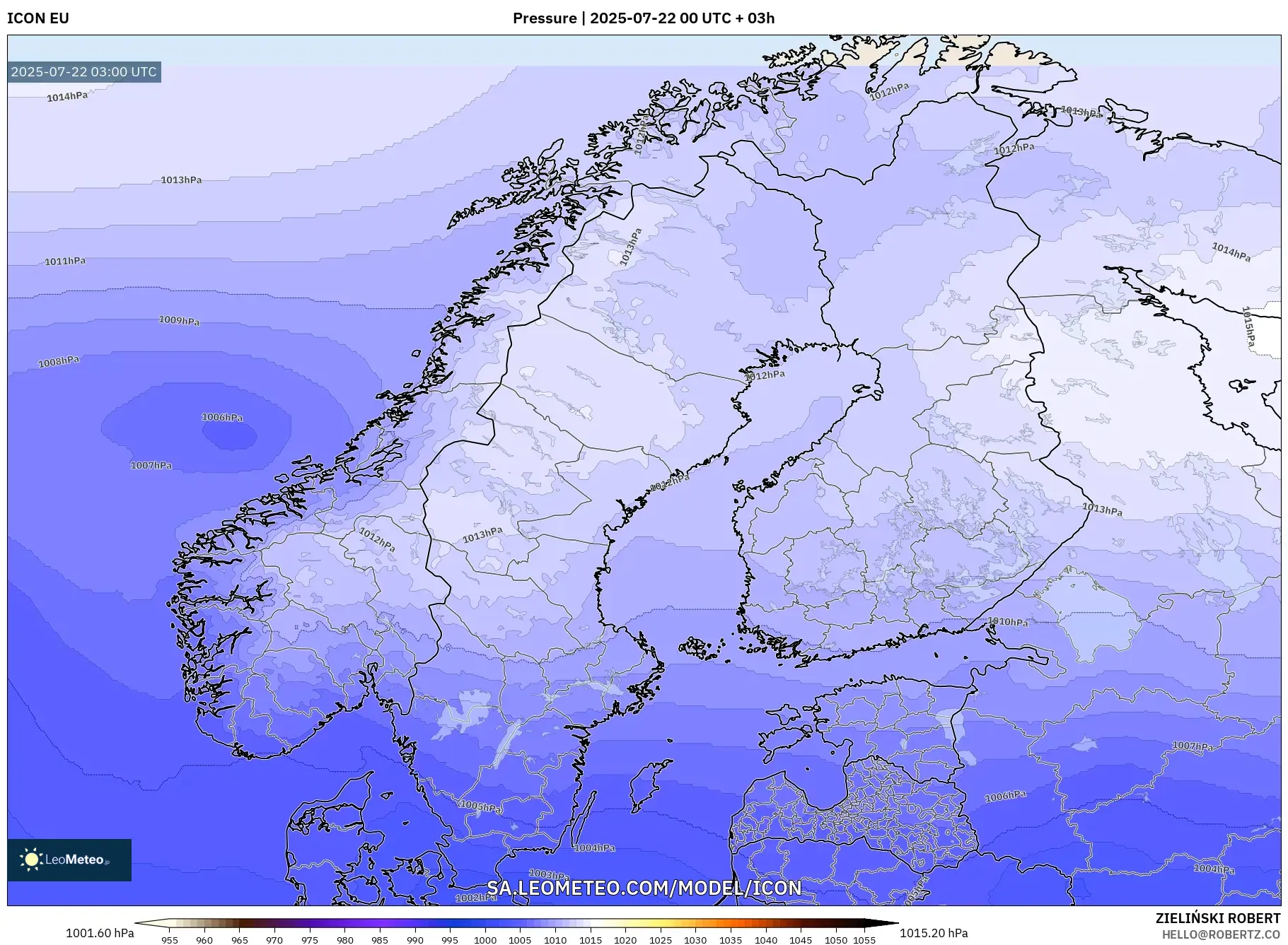 ICON model - Scandinavia, Pressure ICON model - Scandinavia, Pressure