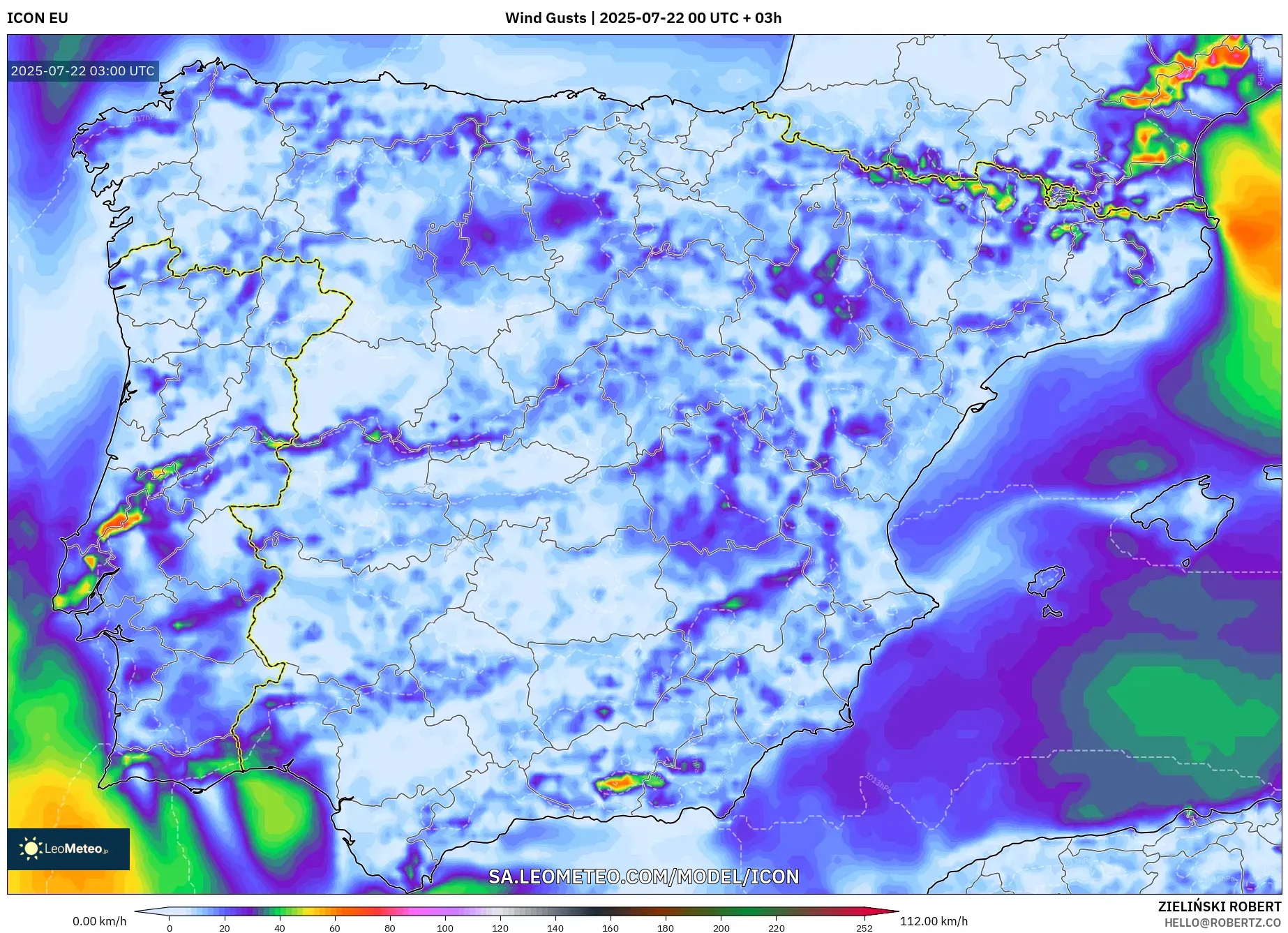 ICON model - Spain, Wind Gusts ICON model - Spain, Wind Gusts