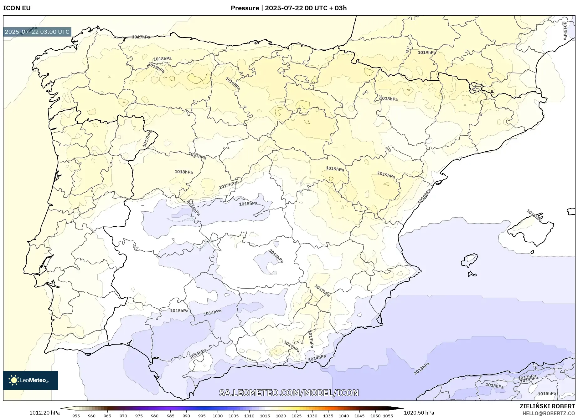 ICON model - Spain, Pressure ICON model - Spain, Pressure
