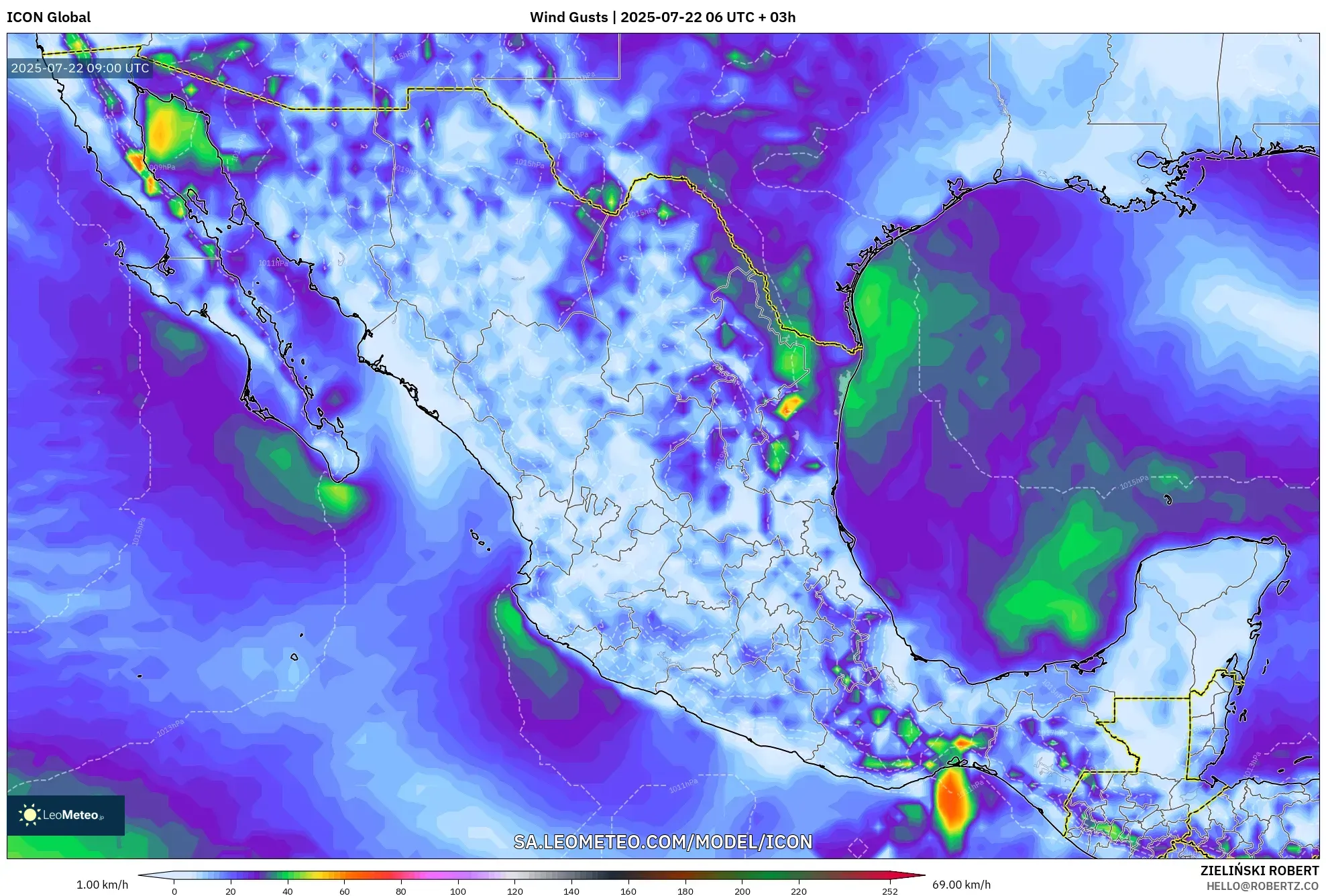 ICON model - Mexico, Wind Gusts ICON model - Mexico, Wind Gusts