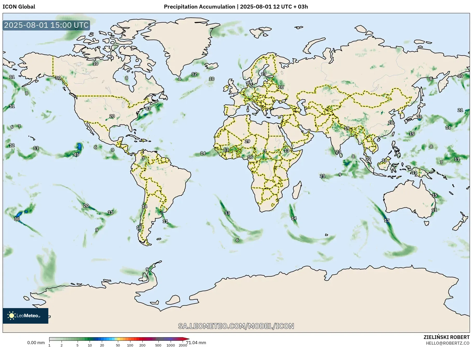 ICON model - World, Precipitation Accumulation ICON model - World, Precipitation Accumulation