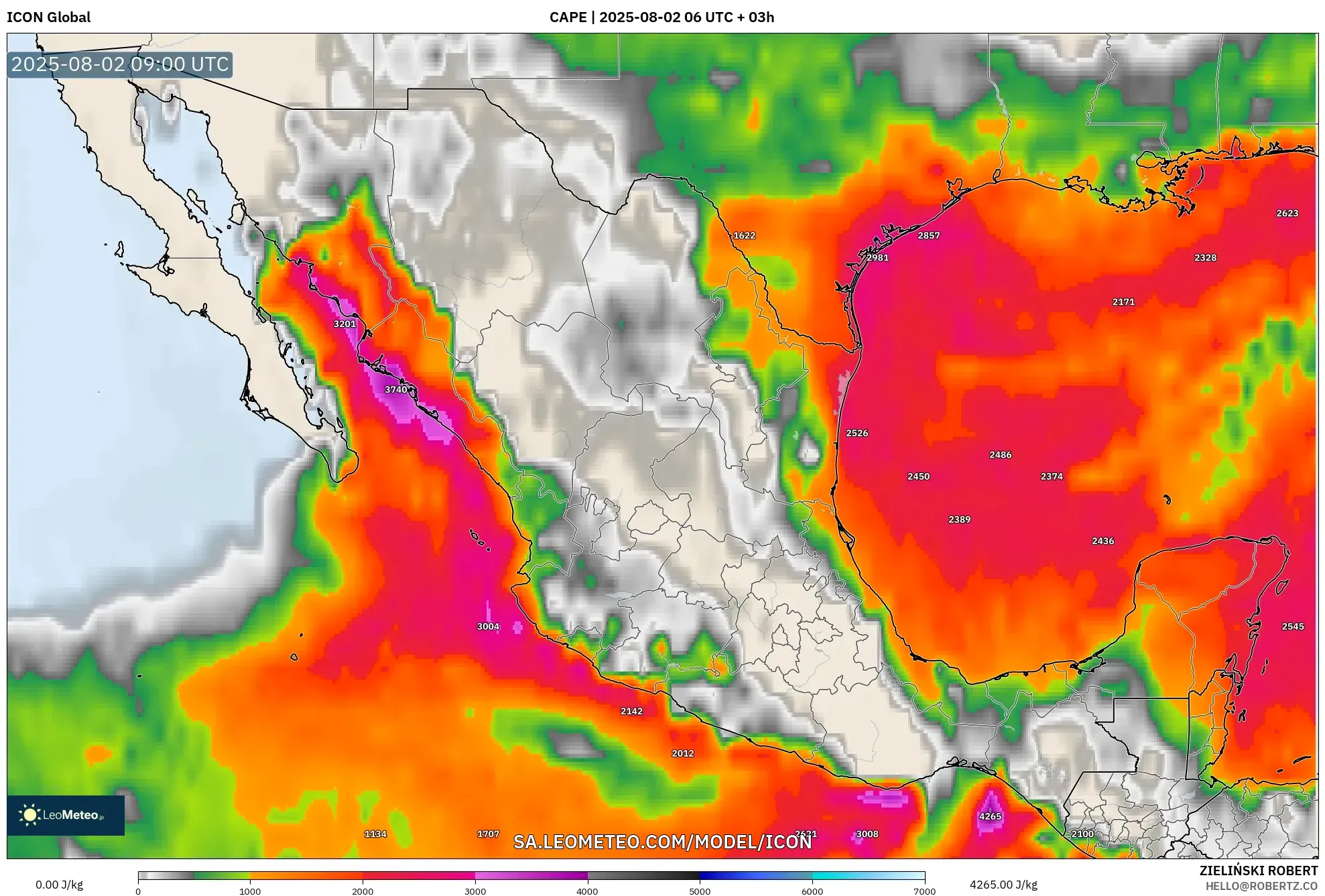 ICON model - Mexico, CAPE ICON model - Mexico, CAPE