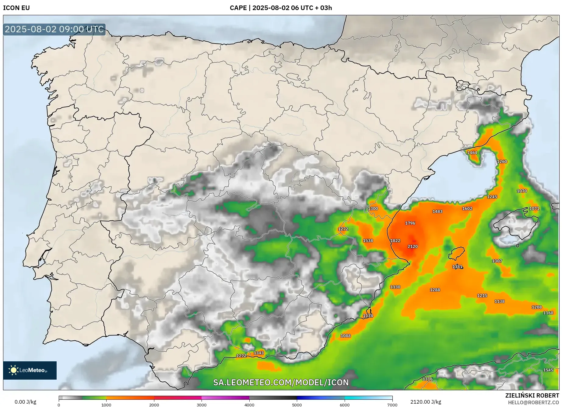 ICON model - Sepanyol, CAPE ICON model - Sepanyol, CAPE