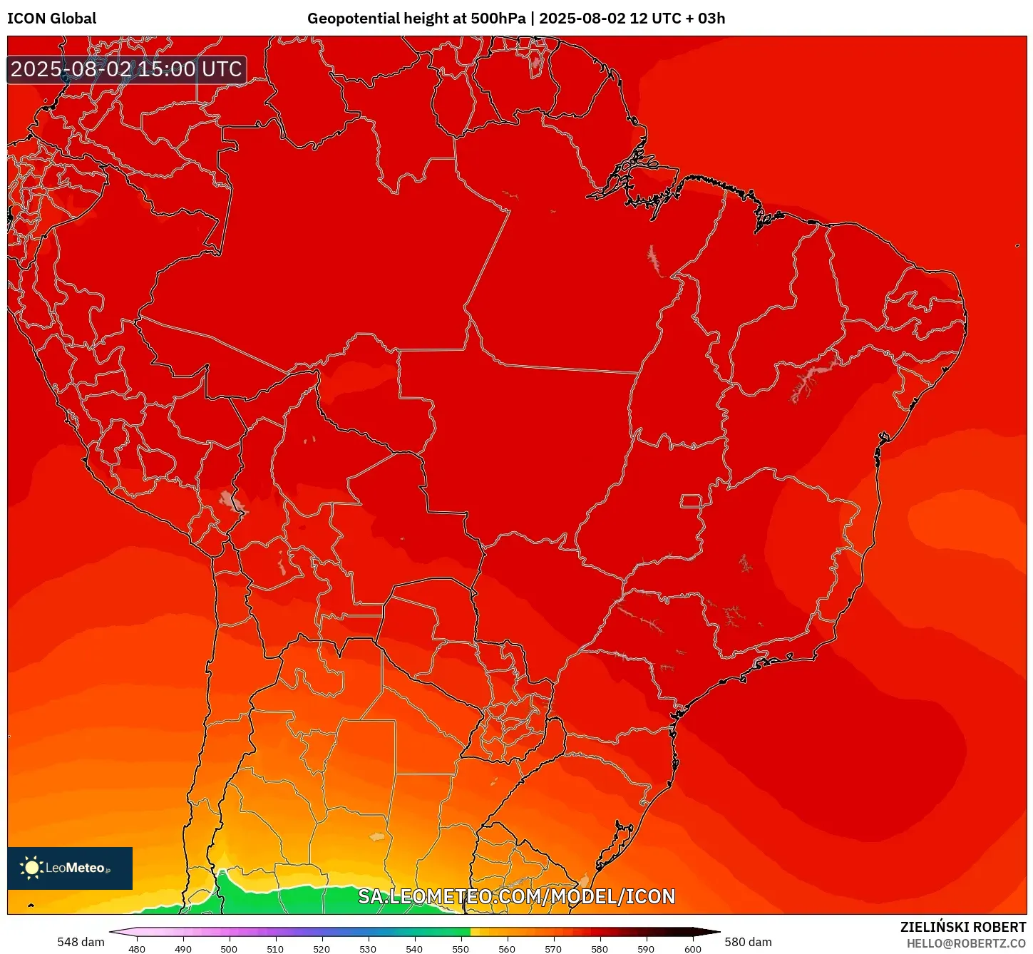 ICON model - Brasil, Ketinggian geopotensial pada 500 hPa