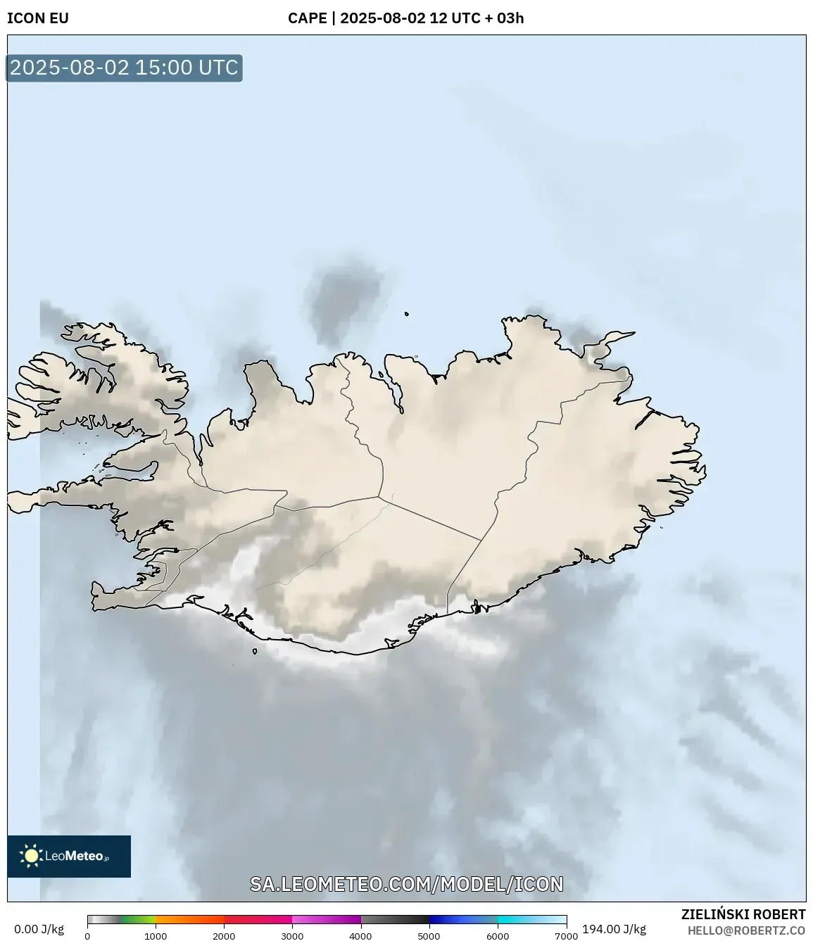 ICON model - Iceland, CAPE ICON model - Iceland, CAPE