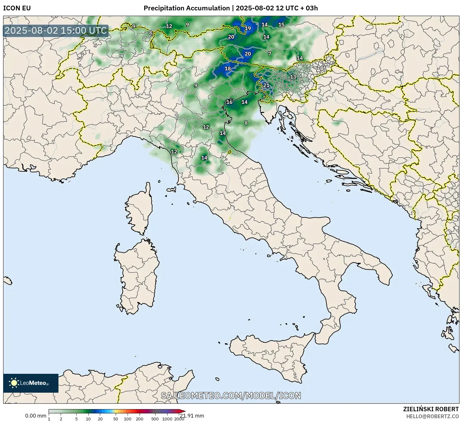 ICON model - Italy, Precipitation Accumulation ICON model - Italy, Precipitation Accumulation