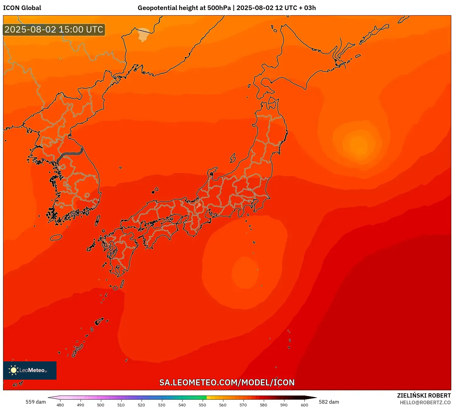 ICON model - Jepang, Ketinggian geopotensial pada 500 hPa