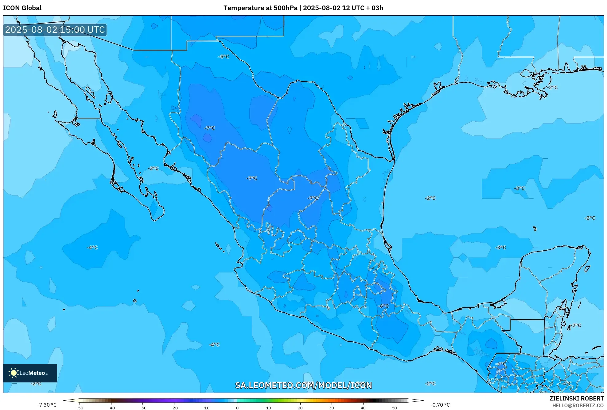 ICON model - Mexico, Suhu 500 hPa