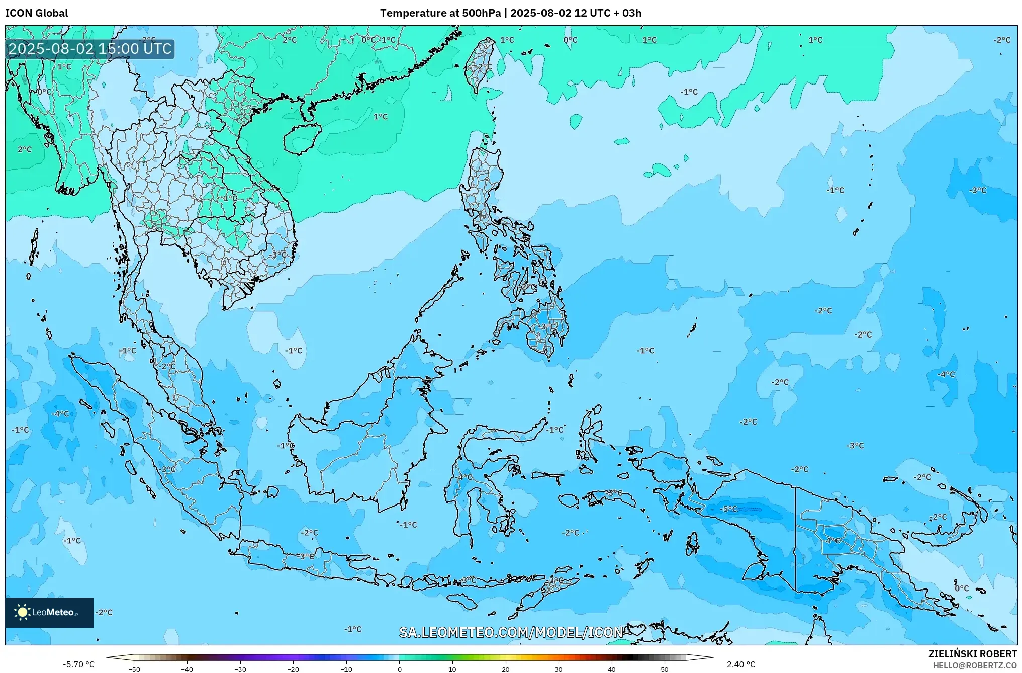 ICON model - Asia Tenggara, Suhu 500 hPa