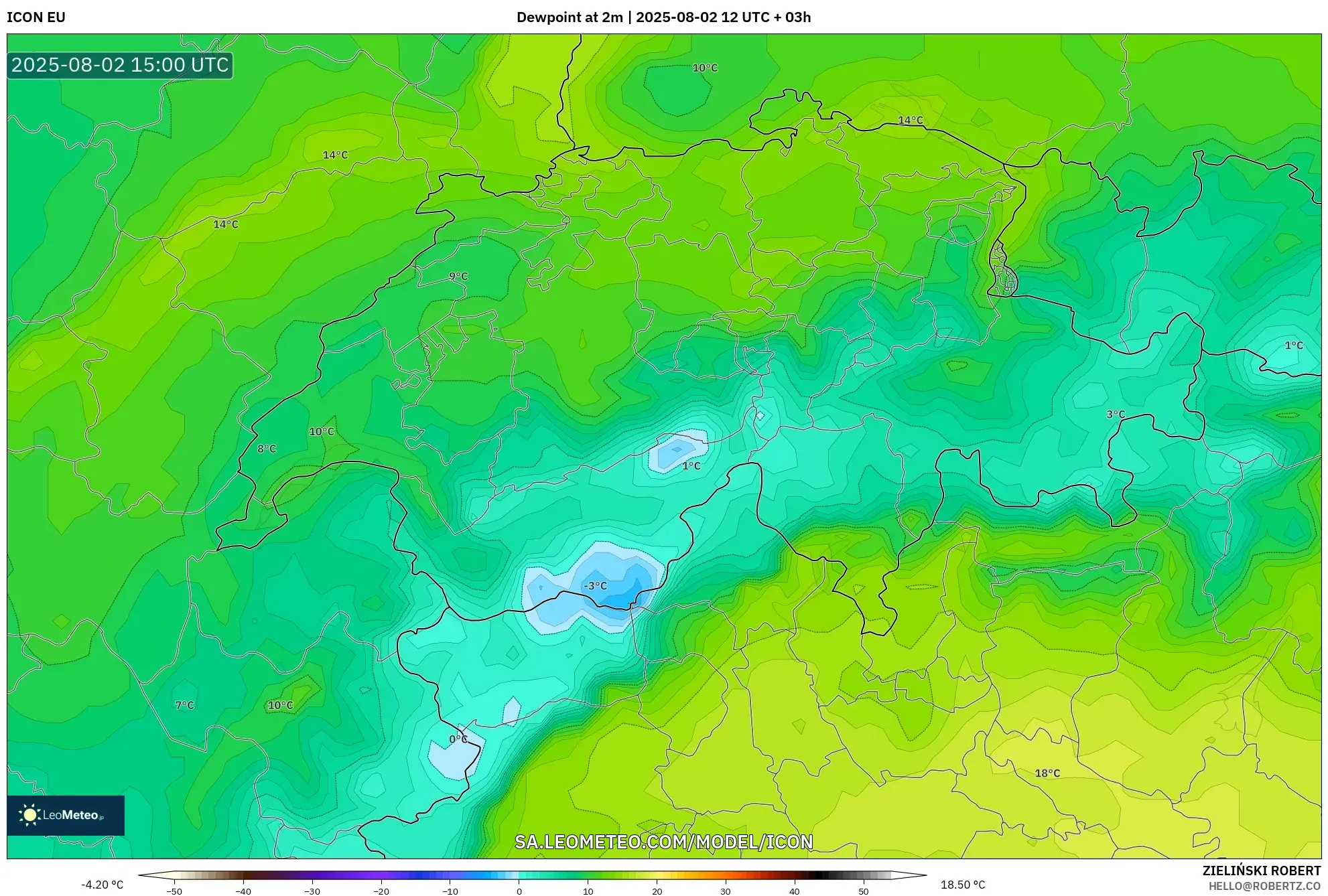 ICON model - Switzerland, Takat Embun 2 m ICON model - Switzerland, Takat Embun 2 m