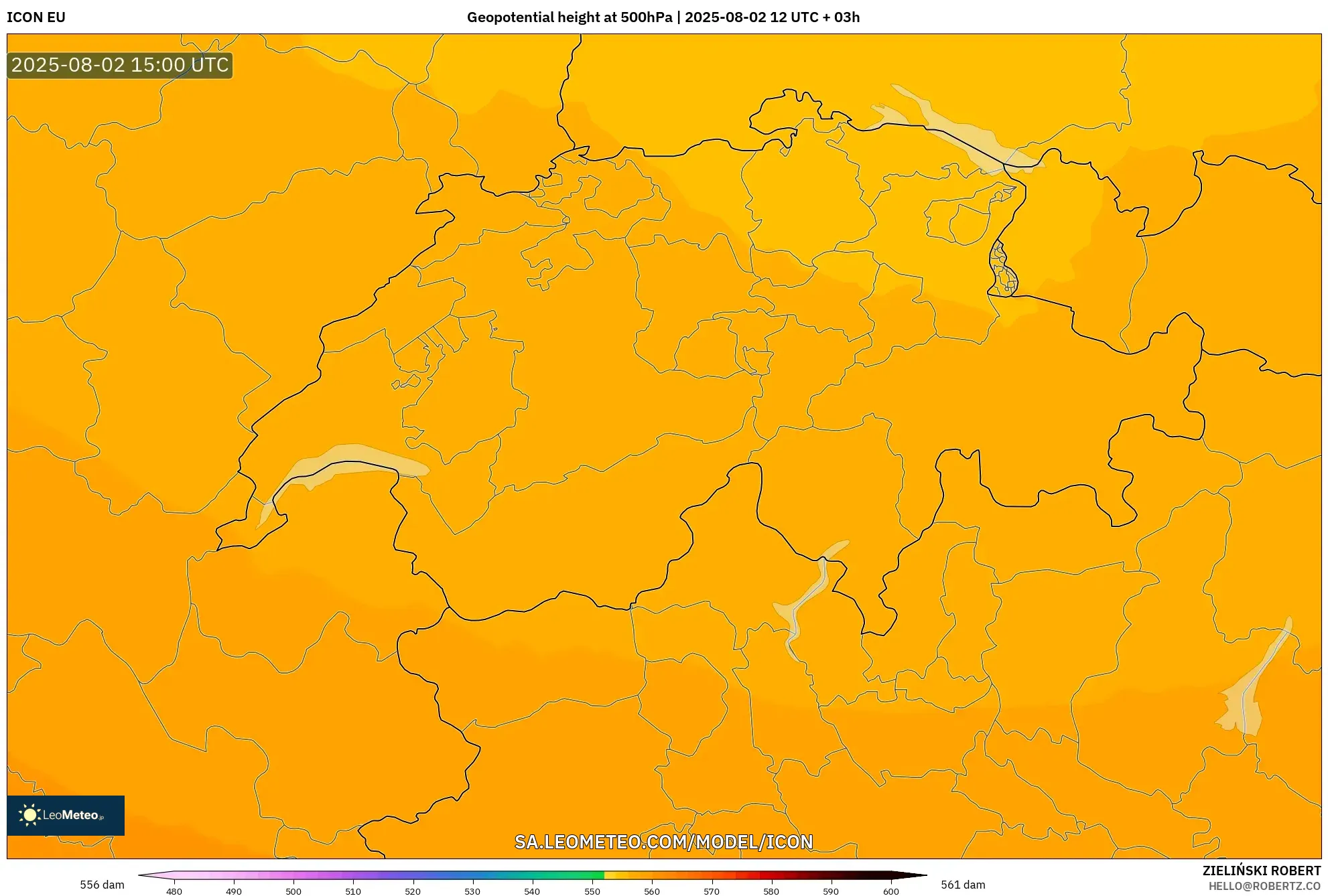 ICON model - Switzerland, Ketinggian geopotensial pada 500 hPa