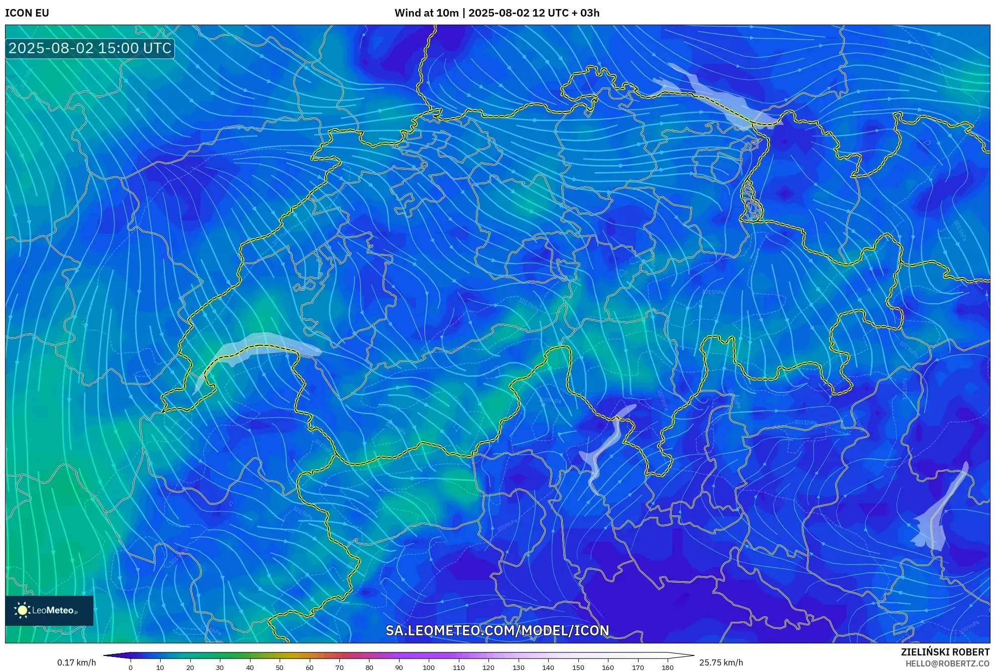 ICON model - Switzerland, Angin 10 m