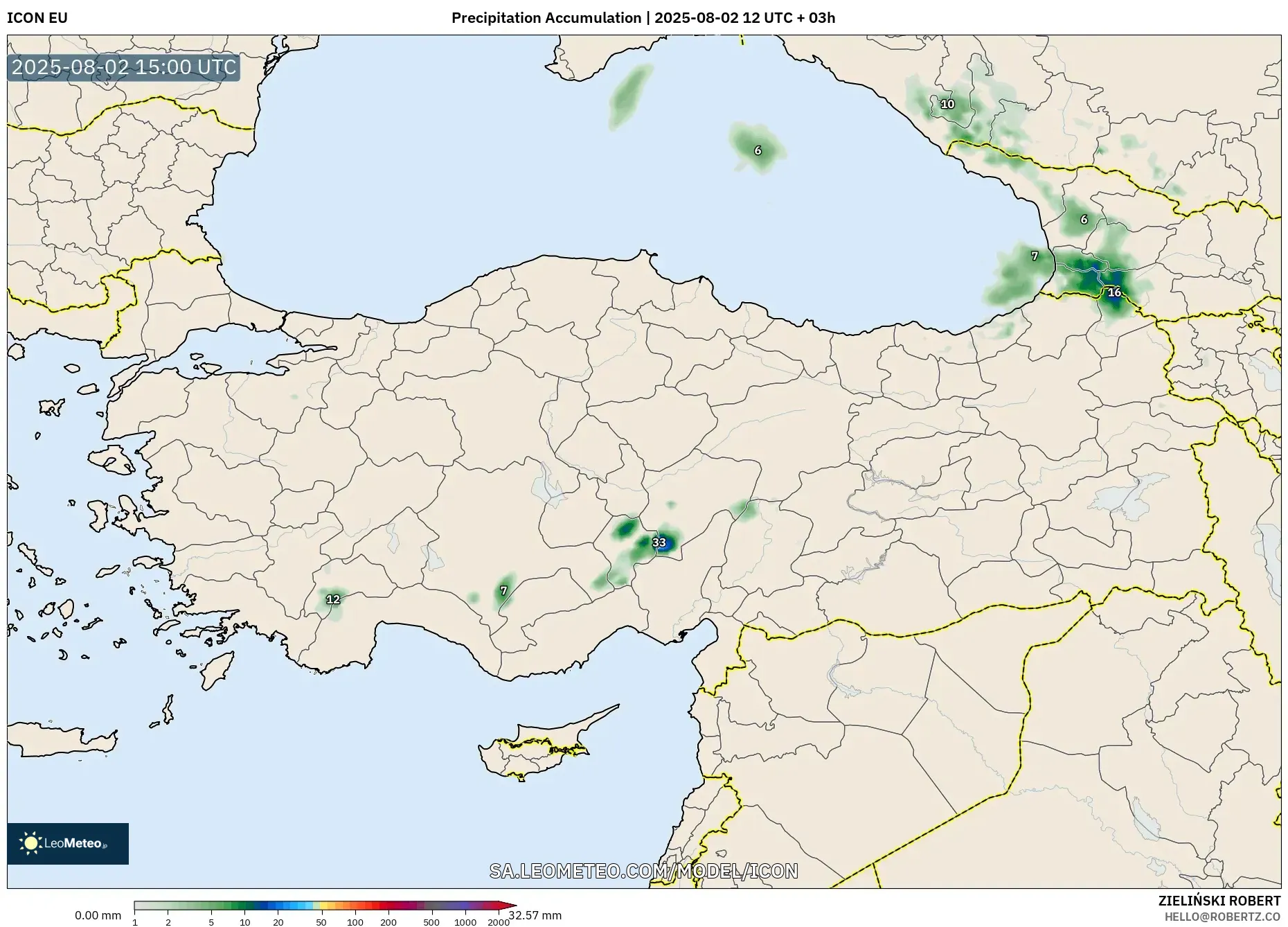 ICON model - Turkey, Precipitation Accumulation ICON model - Turkey, Precipitation Accumulation