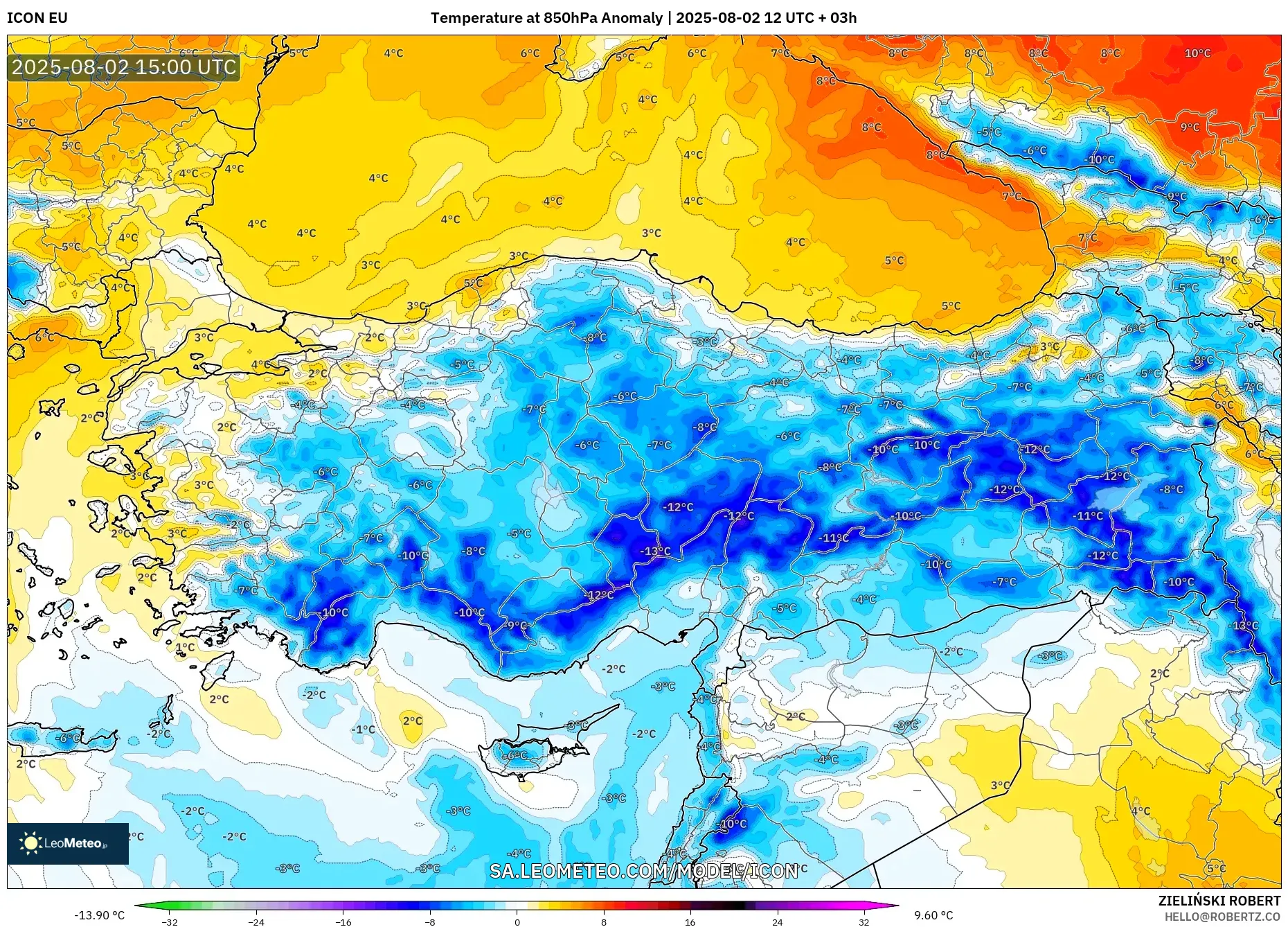 ICON model - Turki, Anomali Suhu 850 hPa