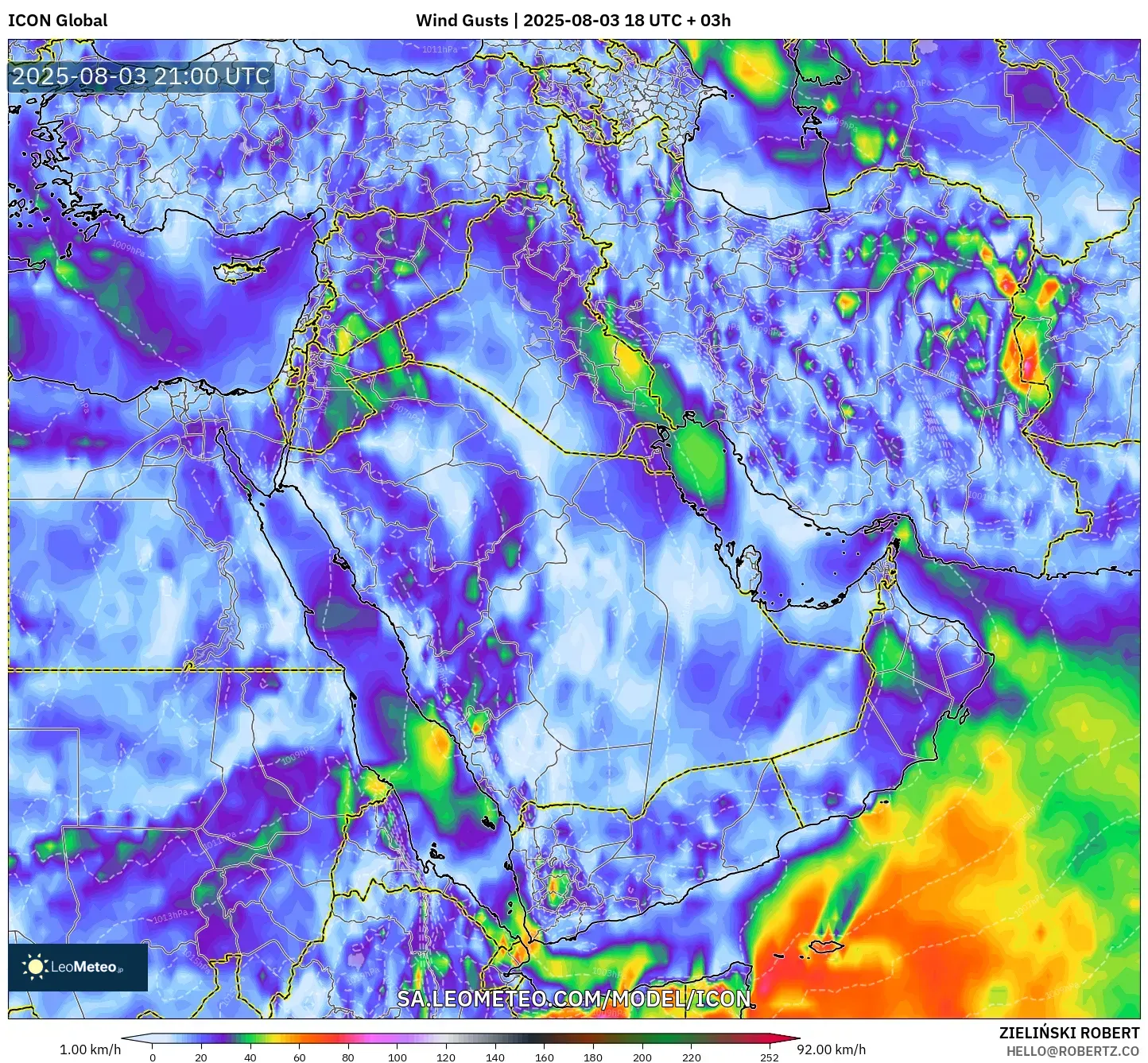 ICON model - Middle East, Wind Gusts