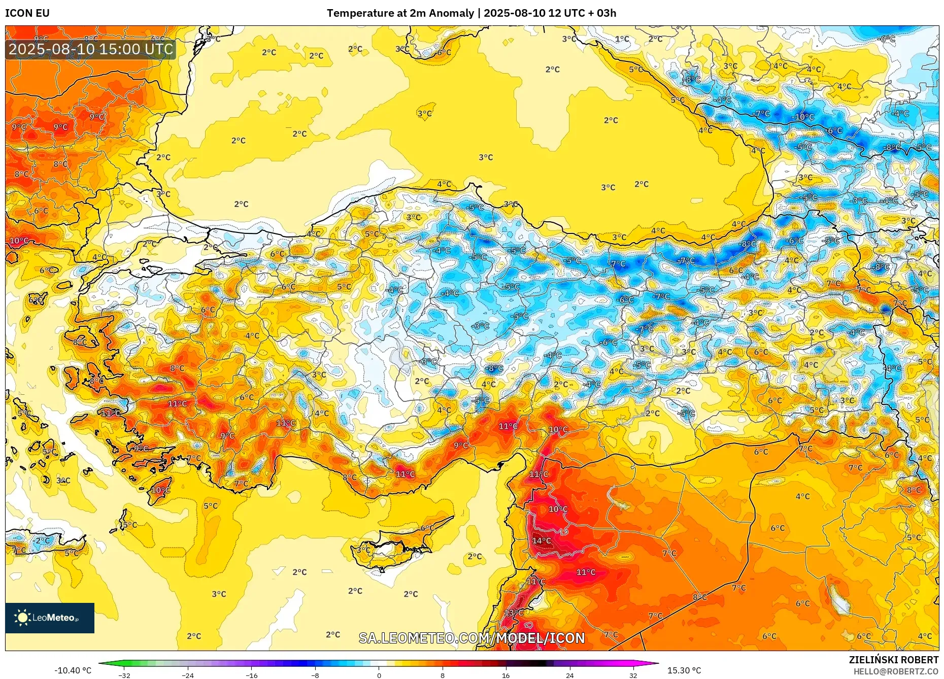 ICON model - Turkey, Temperature at 2m Anomaly ICON model - Turkey, Temperature at 2m Anomaly