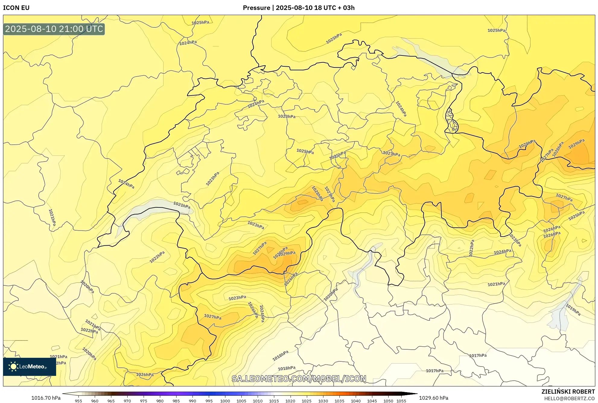 ICON model - Switzerland, Pressure