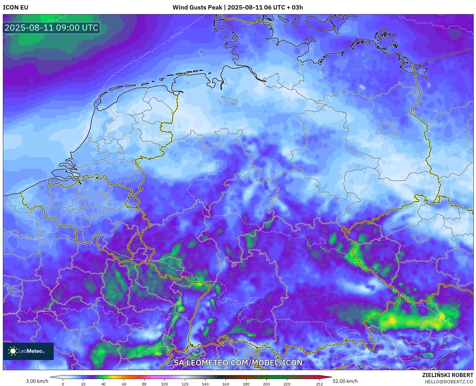 ICON model - Germany, Wind Gusts Peak