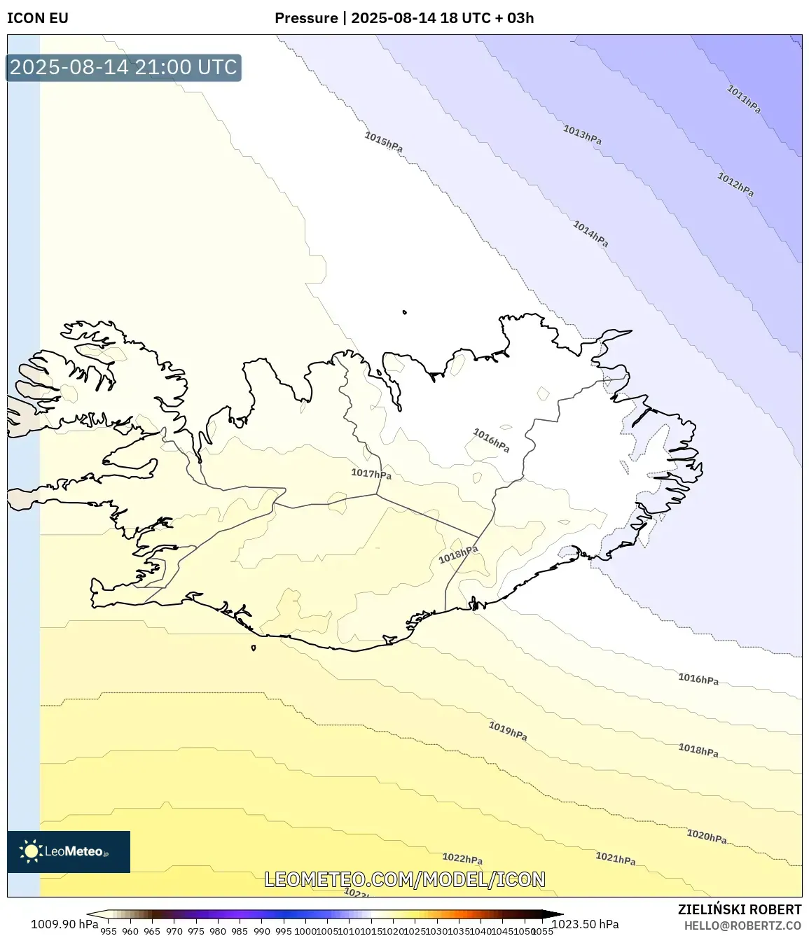 ICON model - Iceland, Pressure