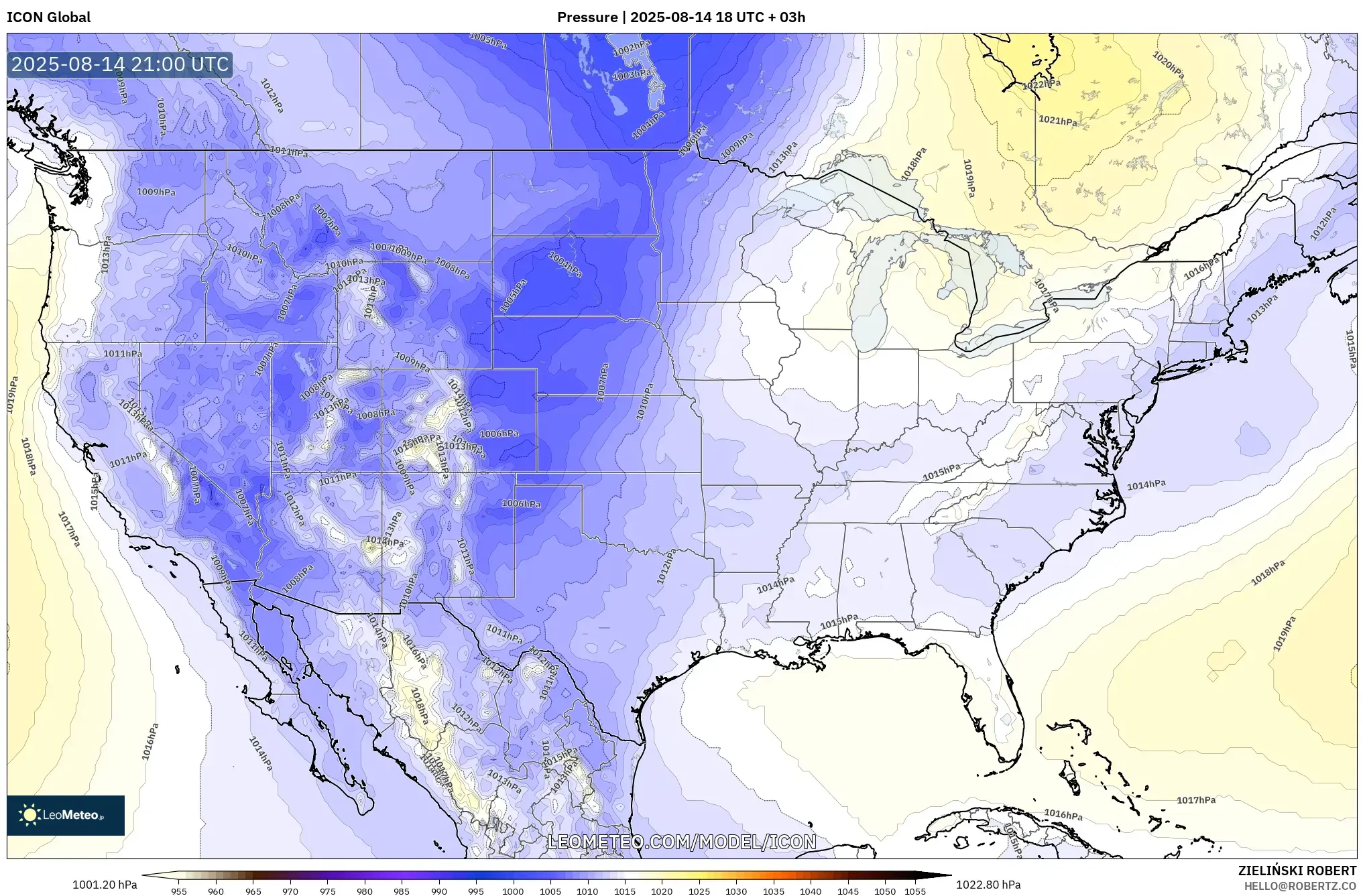 ICON model - United States, Pressure