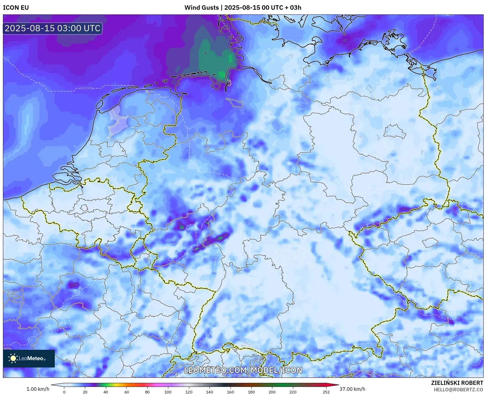 ICON model - Germany, Wind Gusts