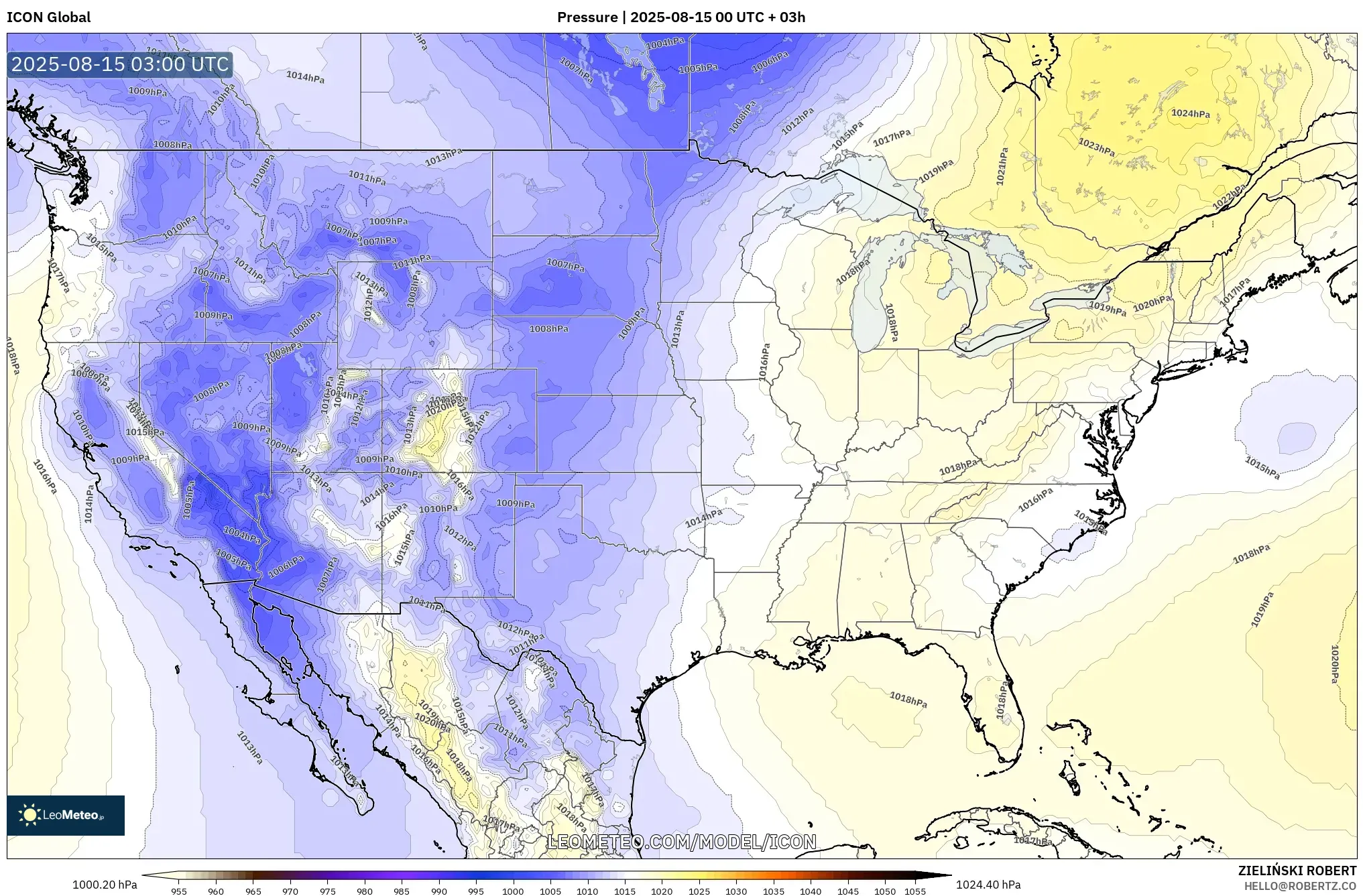 ICON model - United States, Pressure