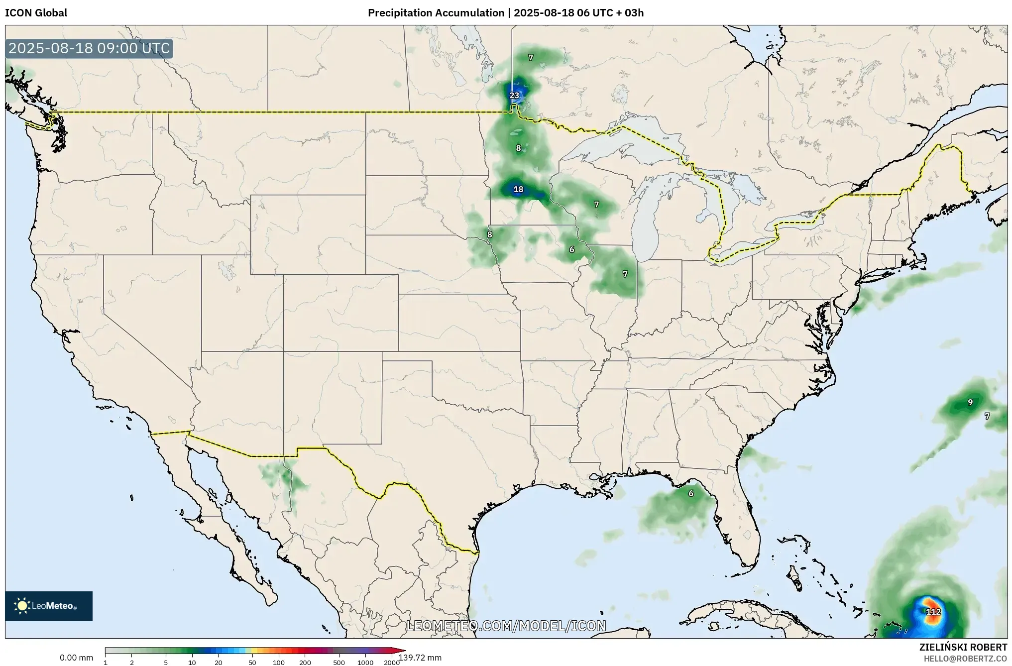 ICON model - United States, Precipitation Accumulation