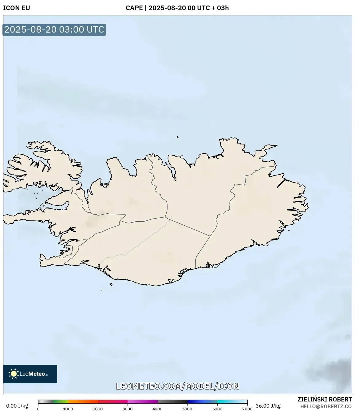 ICON model - Iceland, CAPE