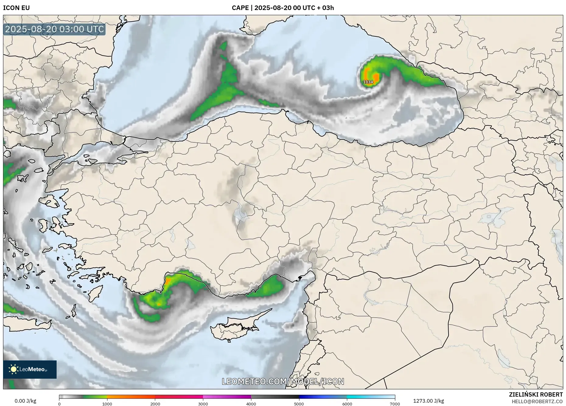 ICON model - Turkey, CAPE