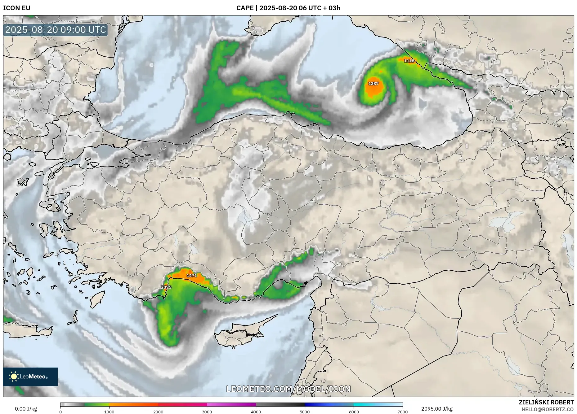 ICON model - Turkey, CAPE