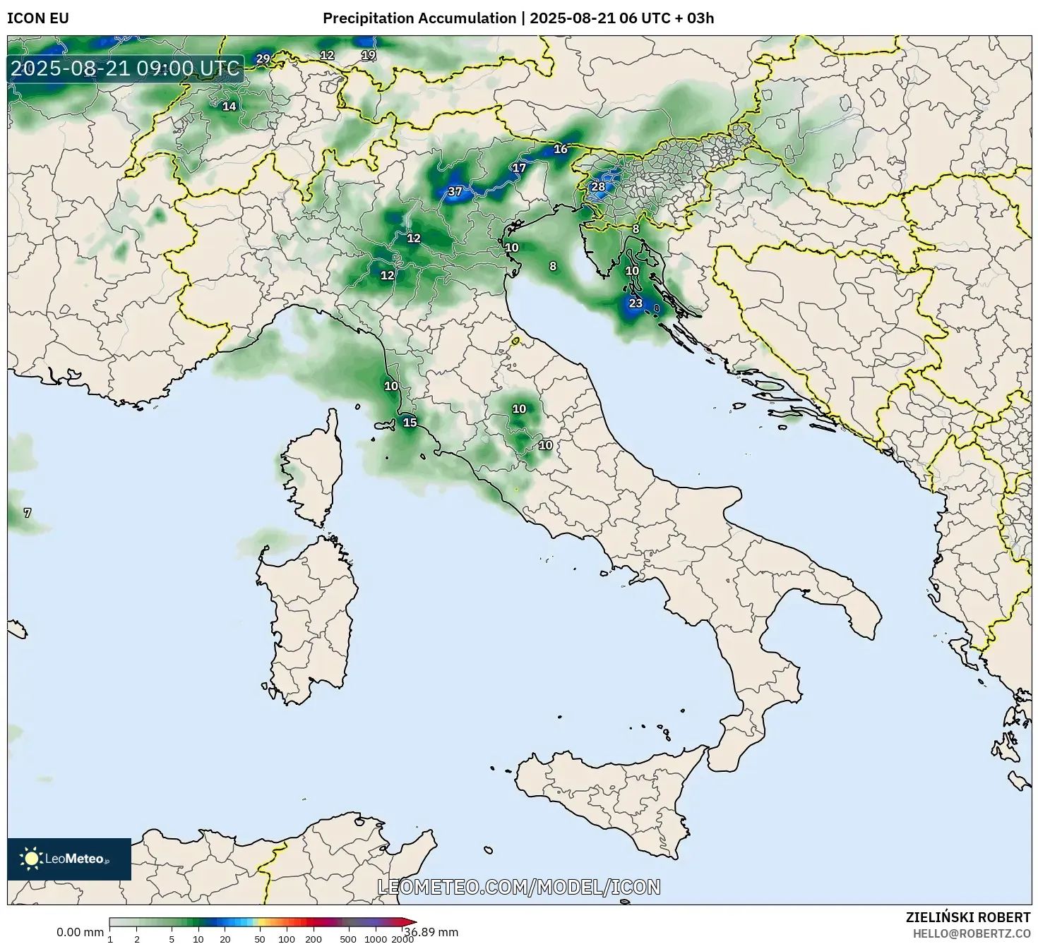 ICON model - Italy, Precipitation Accumulation
