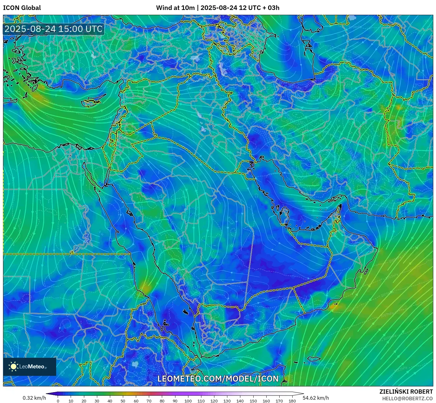 ICON model - Middle East, Wind at 10m ICON model - Middle East, Wind at 10m